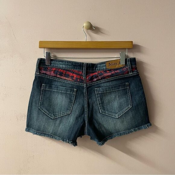 Allen B. by Allen Schwartz Red & Dark Blue Denim Cut Off Shorts Size 4 EUC - Picture 2 of 14